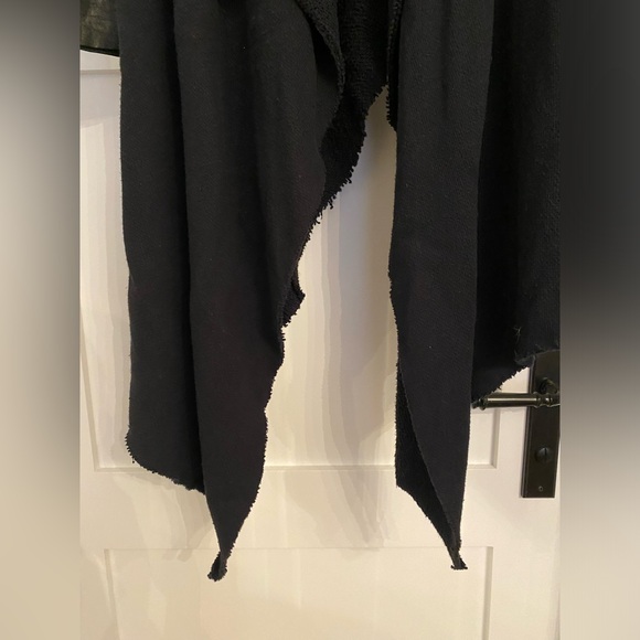 Ovate Raw Edge Asymmetric Sweater with Leather Sleeves - Small - Picture 4 of 6